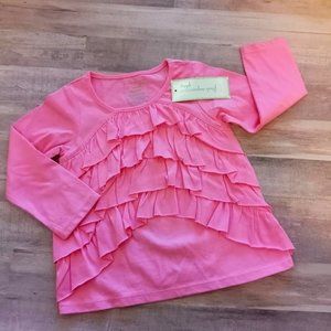 First Impressions Baby Girls Pink Ruffle Front Long Sleeve Top
